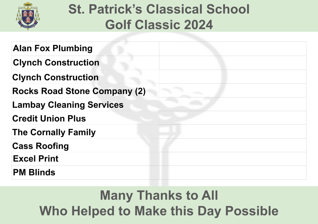 School Golf Classic – St. Patrick's Classical School